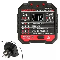 GENERICO - Probador de Enchufes Eléctricos con Luz LED y Pantalla LCD