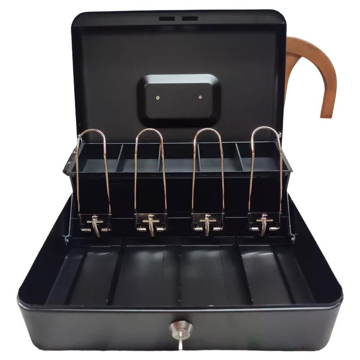 GENERICO - Caja Organizadora de Dinero con Llave y Compartimentos