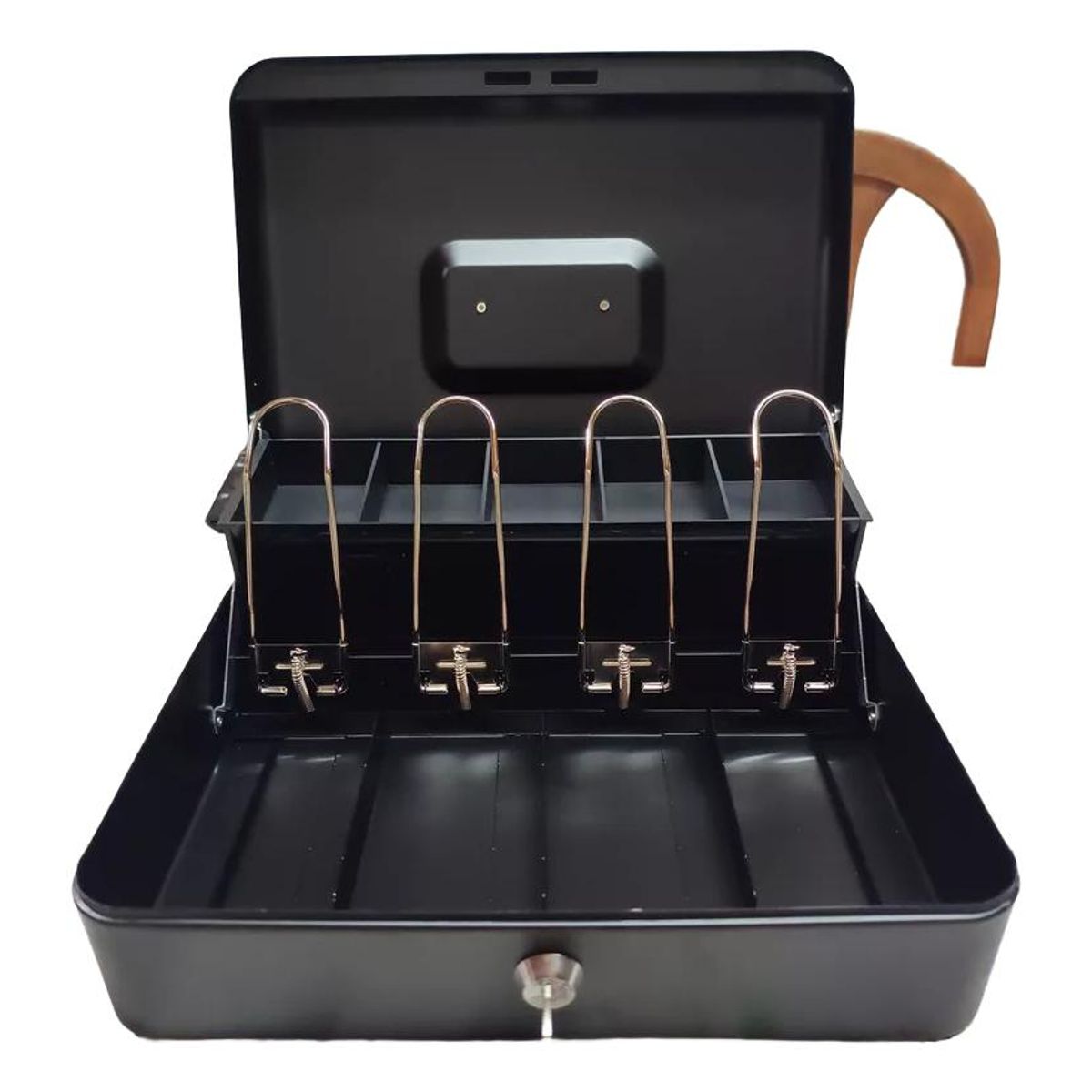 GENERICO - Caja Organizadora de Dinero con Llave y Compartimentos