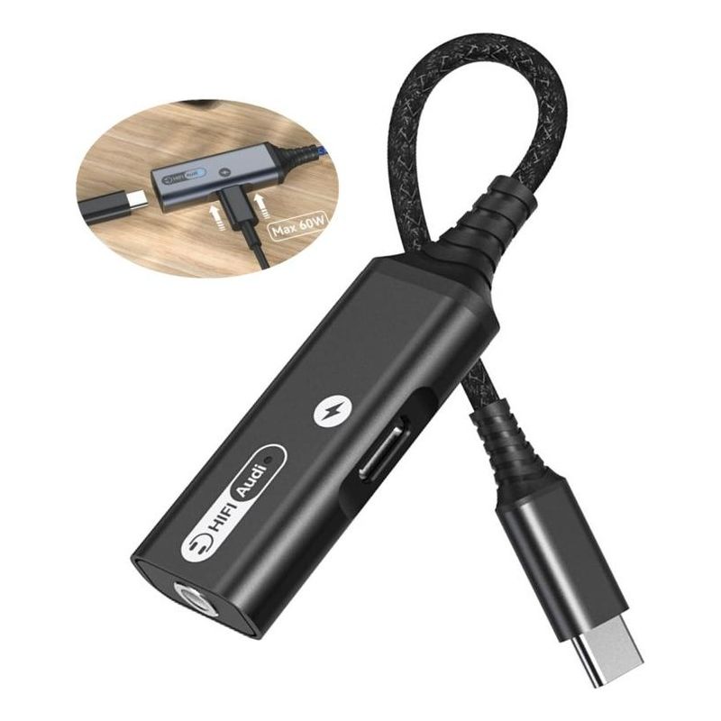 GENERICO - Adaptador USB Tipo C a Jack 35mm con Carga Rápida