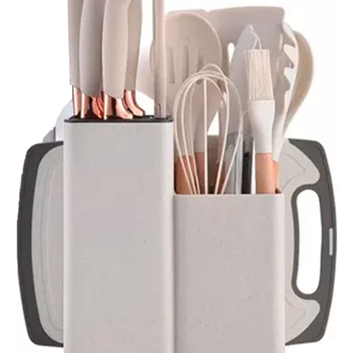 GENERICO - Set de 19 Utensilios de Cocina de Silicona con Mango de Madera