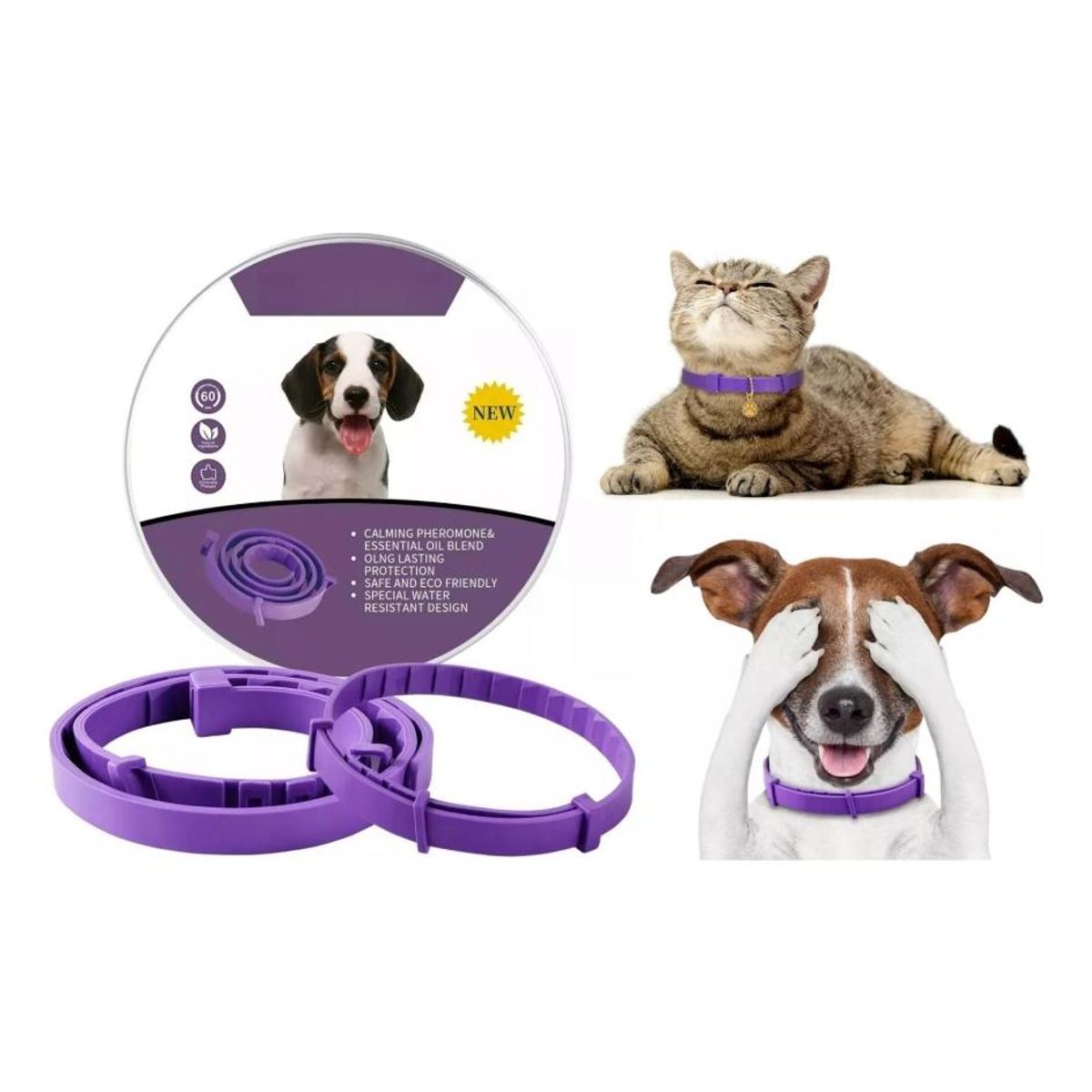 GENERICO - Collar Ajustable Calmante para Perros y Gatos