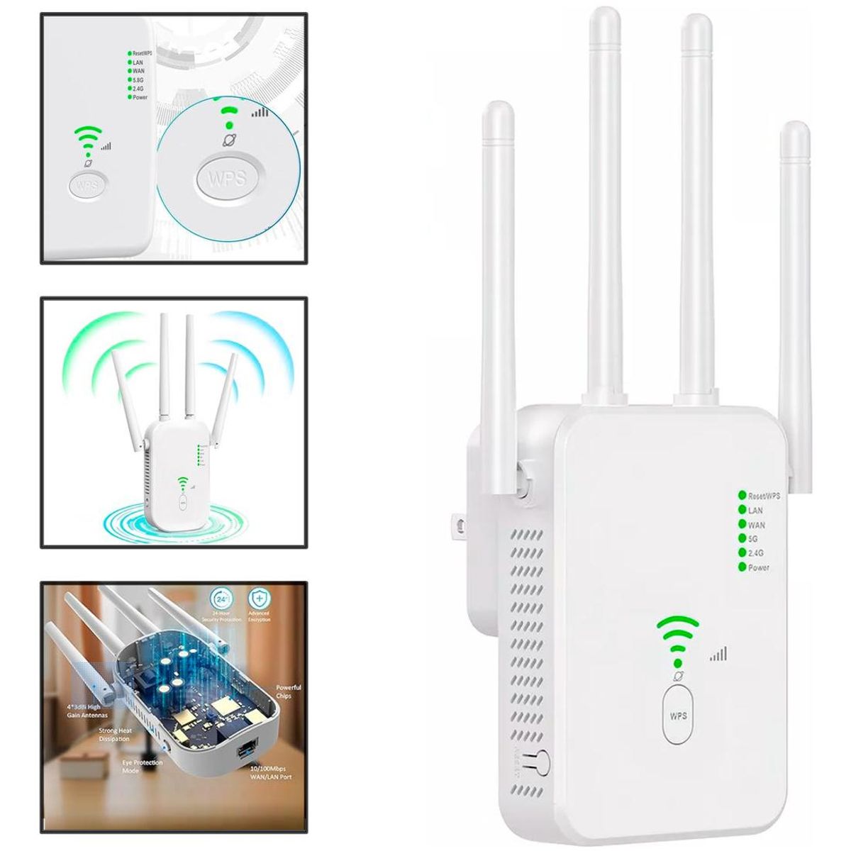 GENERICO - Repetidor WiFi Inalámbrico Doble Banda con Antenas 1200 Mbps