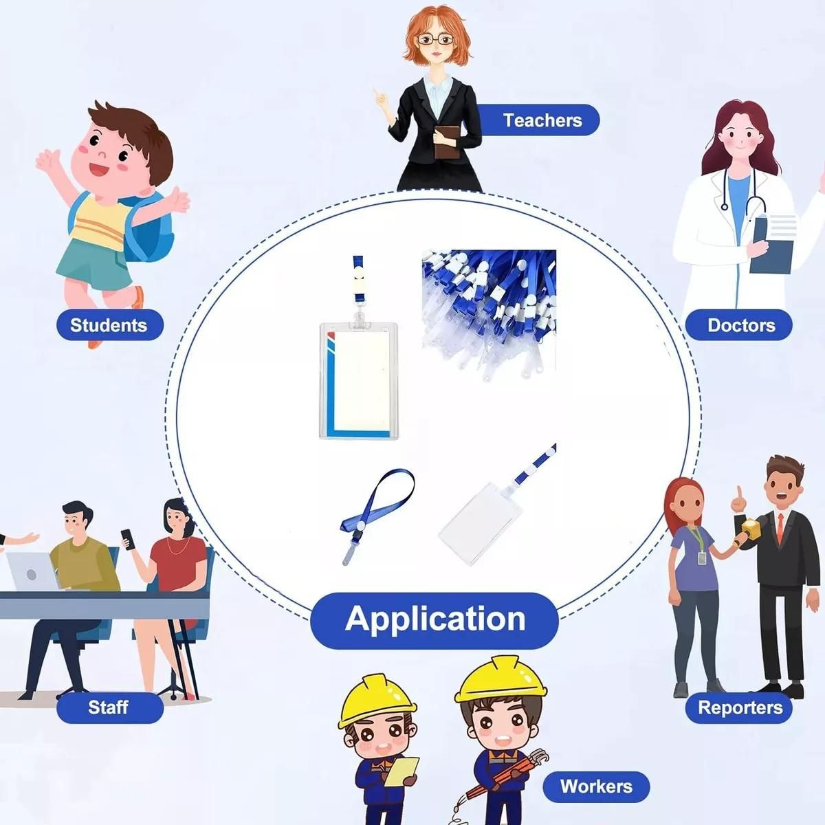 GENERICO - Pack de 100 Porta Credenciales Transparentes con Lanyard