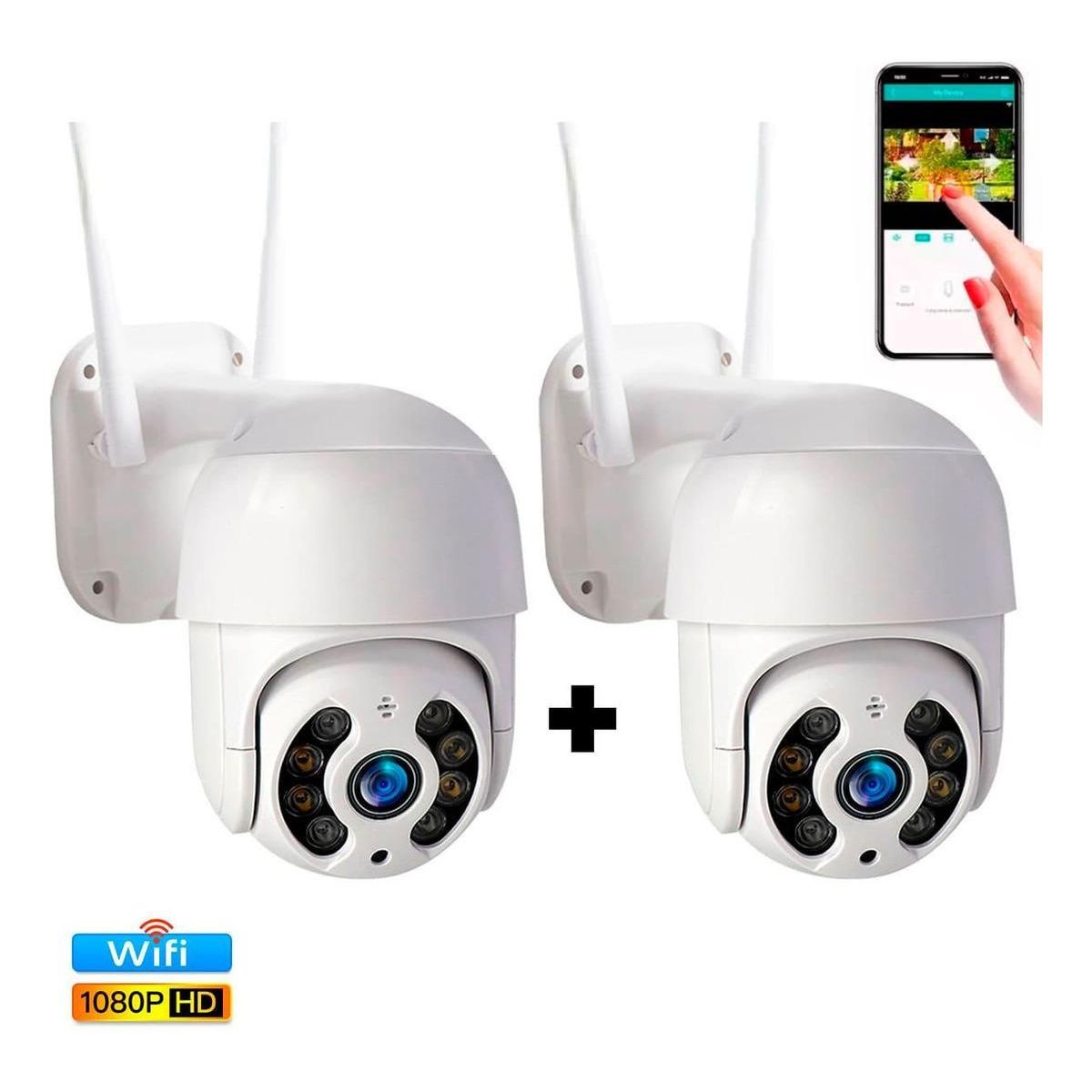 GENERICO - Kit de 2 cámaras IP Wifi giratorias impermeables HD 2 MP