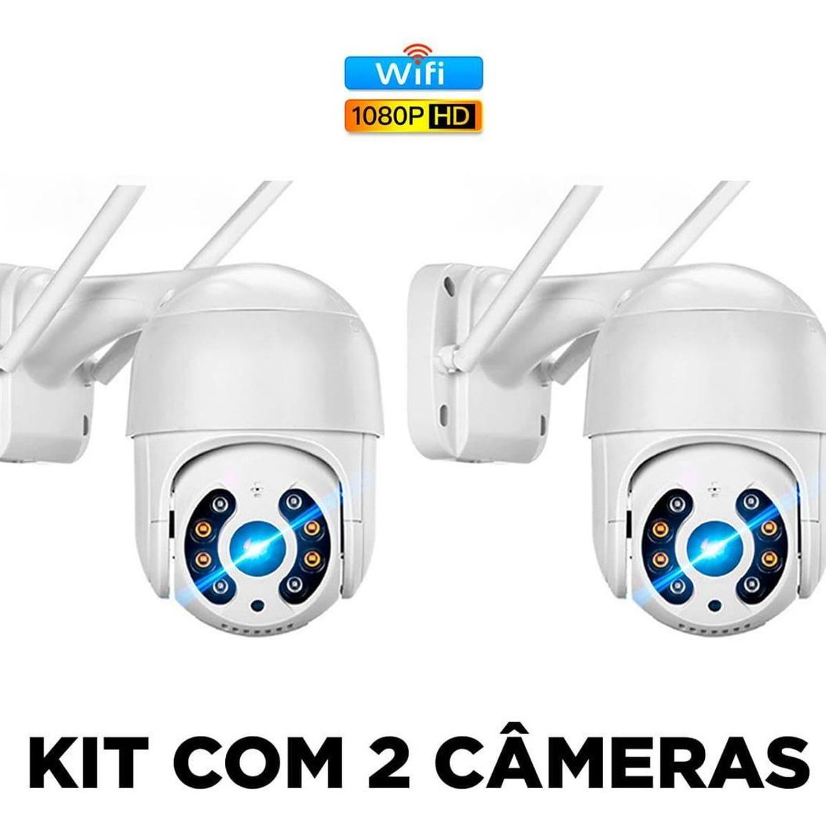 GENERICO - Kit de 2 cámaras IP Wifi giratorias impermeables HD 2 MP