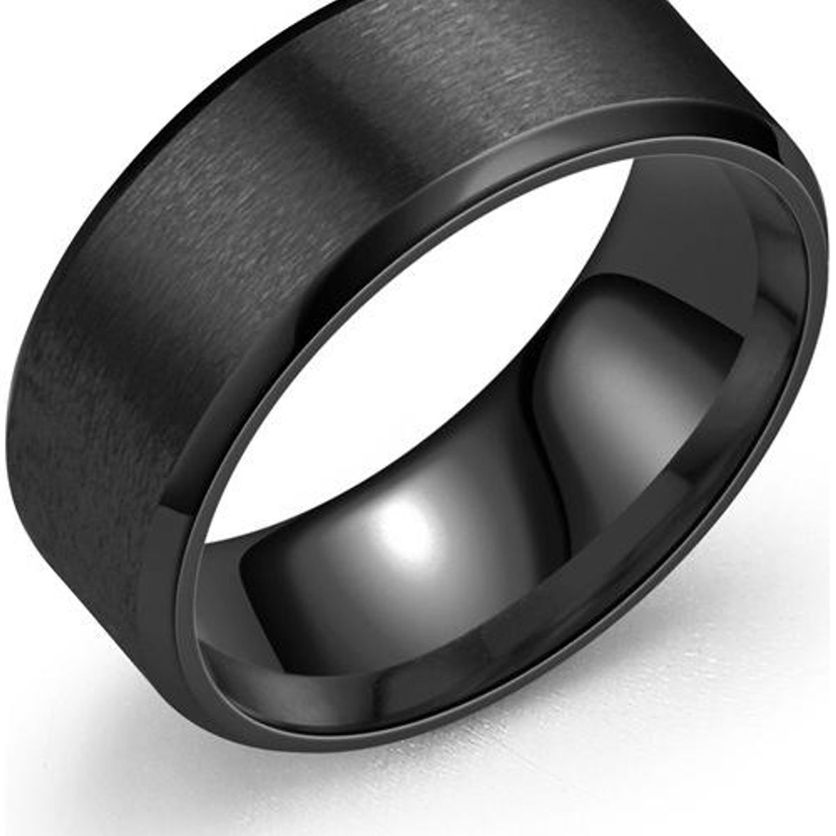 GENERICO - Anillo de Titanio 8mm Negro Esmerilado para Hombre y Mujer