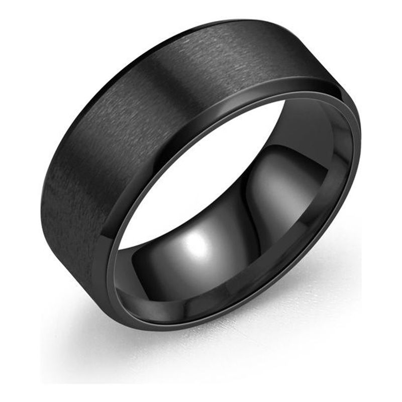 GENERICO - Anillo de Titanio 8mm Negro Esmerilado para Hombre y Mujer
