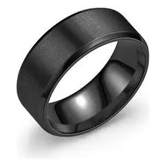 GENERICO - Anillo de Titanio 8mm Negro Esmerilado para Hombre y Mujer
