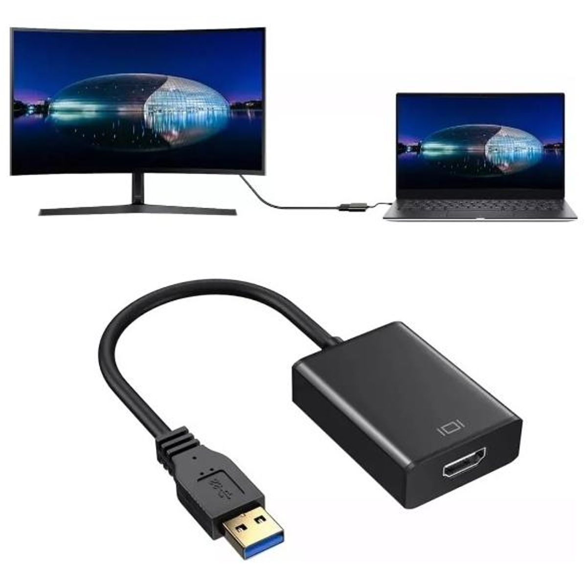 GENERICO - Adaptador USB 30 a HDMI Full HD 1080p para Pantallas