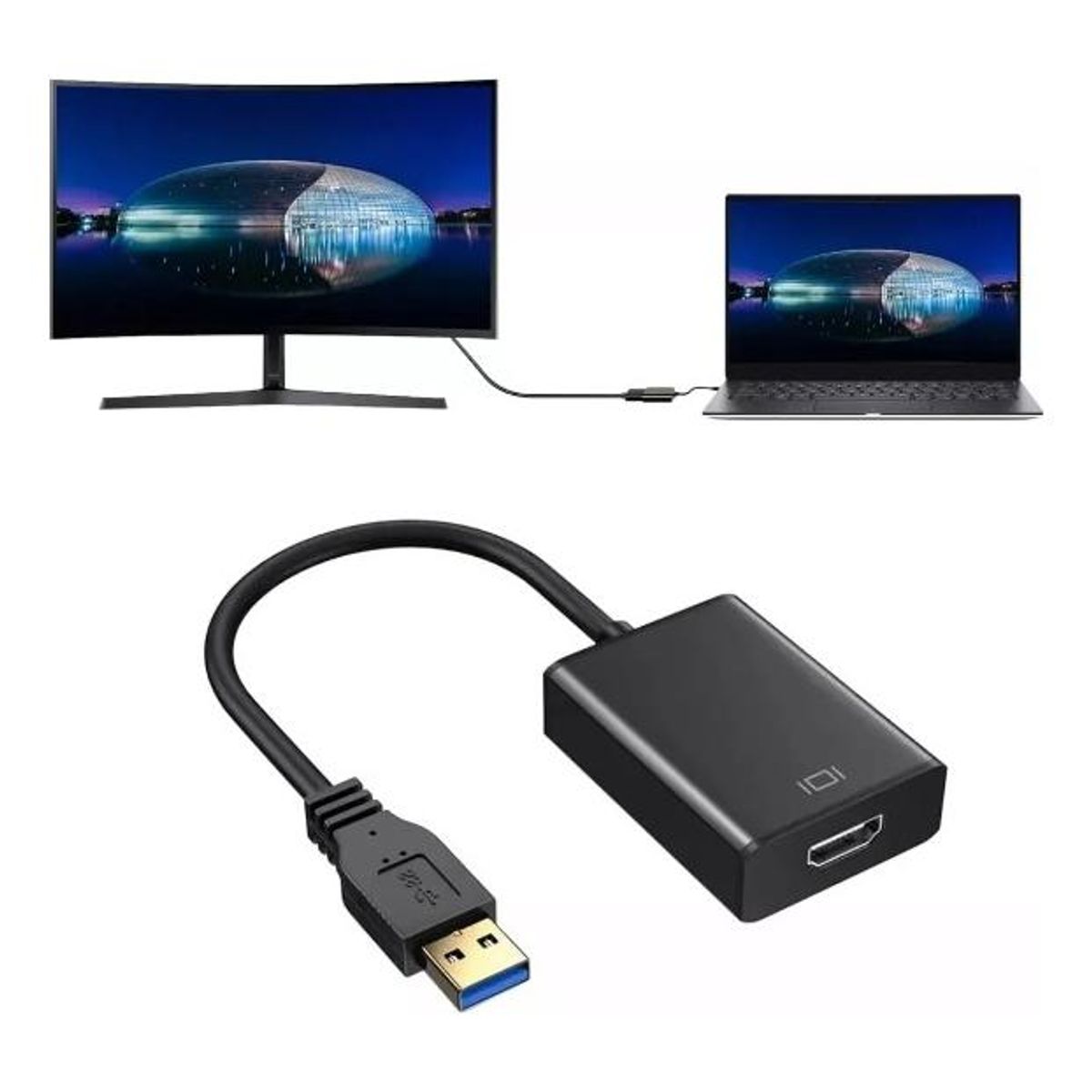 GENERICO - Adaptador USB 30 a HDMI Full HD 1080p para Pantallas