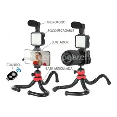 GENERICO - Soporte Articulado para Teléfono con Luz LED y Micrófono