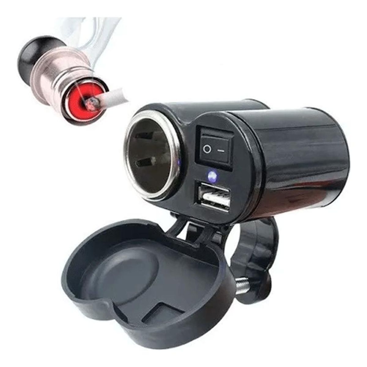 GENERICO - Cargador USB y Encendedor para Moto con Interruptor.
