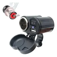 GENERICO - Cargador USB y Encendedor para Moto con Interruptor.