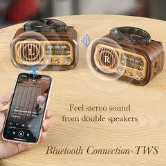 GENERICO - Radio Bluetooth Multifunción Portátil Solar Vintage