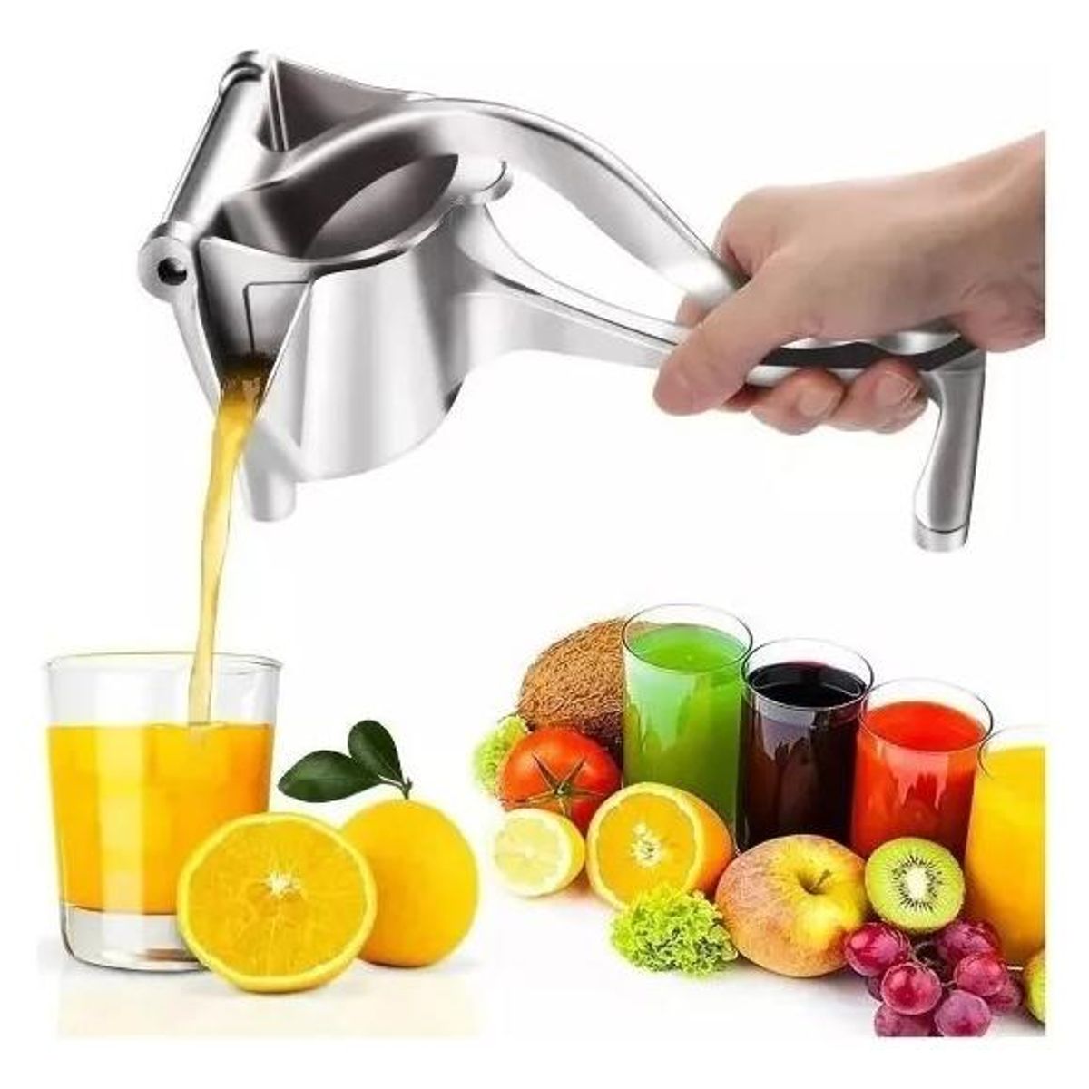 GENERICO - Exprimidor Manual Metálico para Frutas y Cítricos