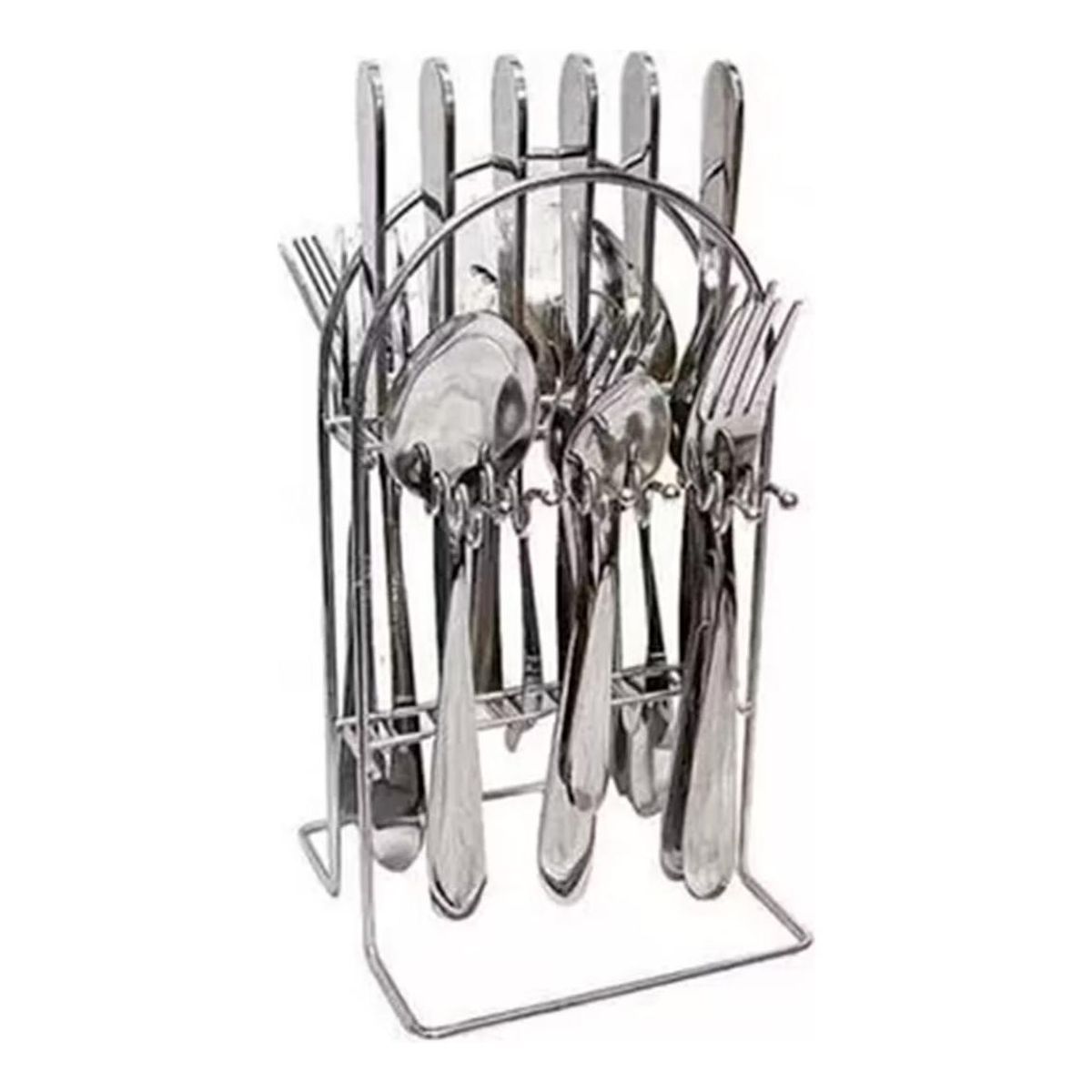 GENERICO - Set de Cubiertos de Acero Inoxidable 24 Piezas con Soporte