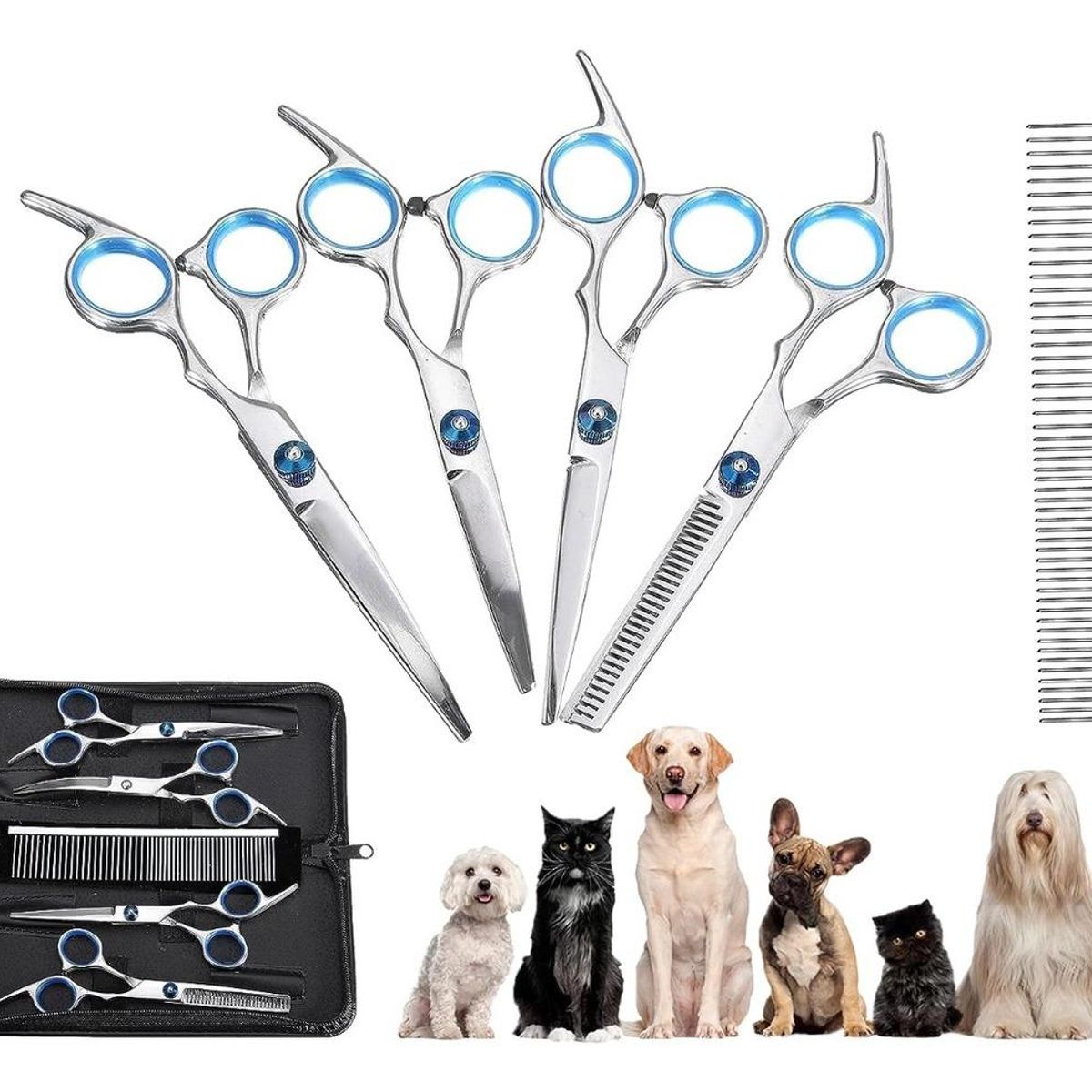 GENERICO - Set de Tijeras de Aseo Profesional para Perros - 4 Piezas