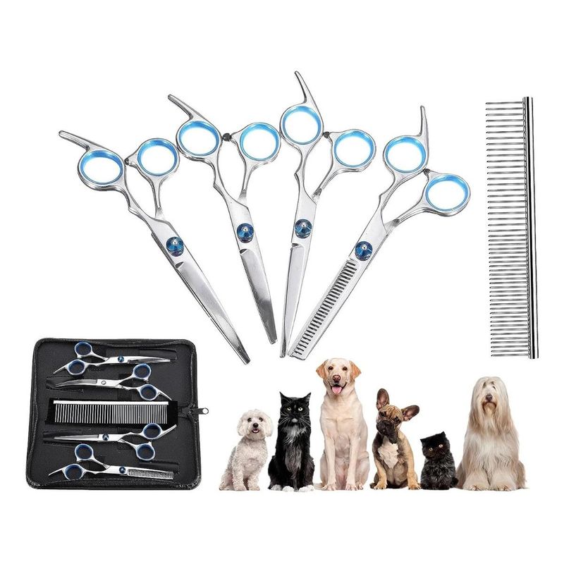 GENERICO - Set de Tijeras de Aseo Profesional para Perros - 4 Piezas.