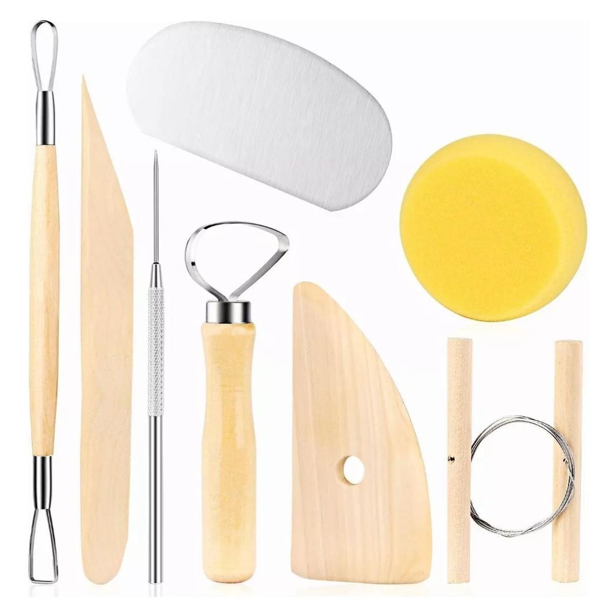 GENERICO - Set de 8 Herramientas de Madera para Esculpir Arcilla