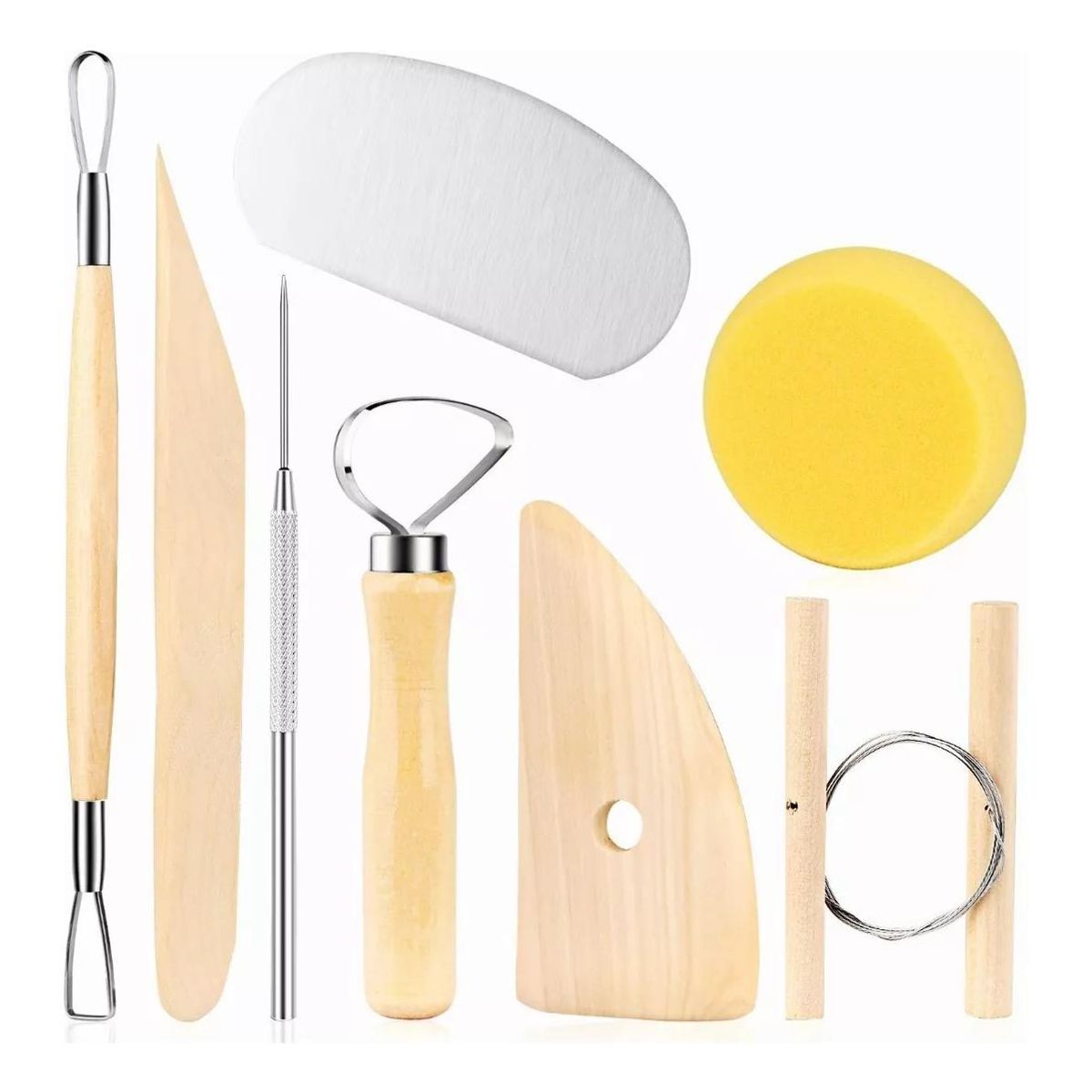 GENERICO - Set de 8 Herramientas de Madera para Esculpir Arcilla