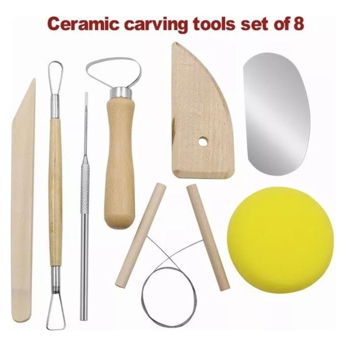 GENERICO - Set de 8 Herramientas de Madera para Esculpir Arcilla