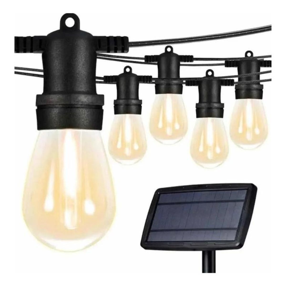 GENERICO - Guirnalda Solar LED de 10 Metros con 10 Ampolletas Luz Cálida