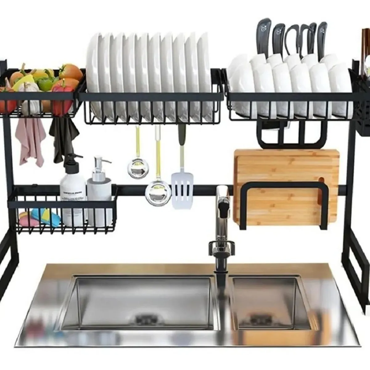 GENERICO - Escurridor de Platos de Acero Inoxidable con Capacidad para 19 Platos