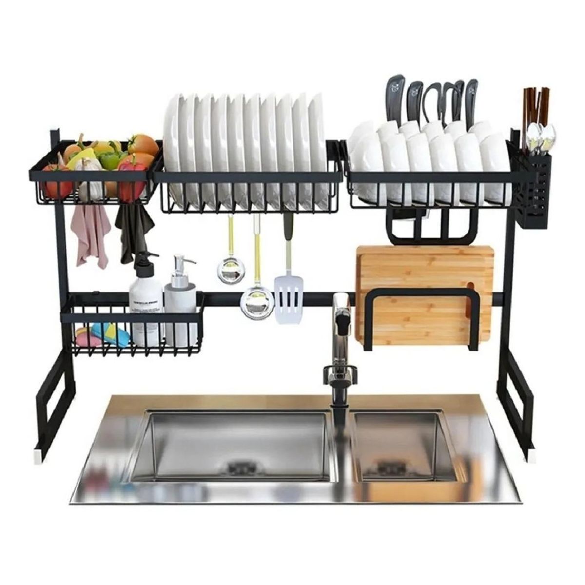 GENERICO - Escurridor de Platos de Acero Inoxidable con Capacidad para 19 Platos