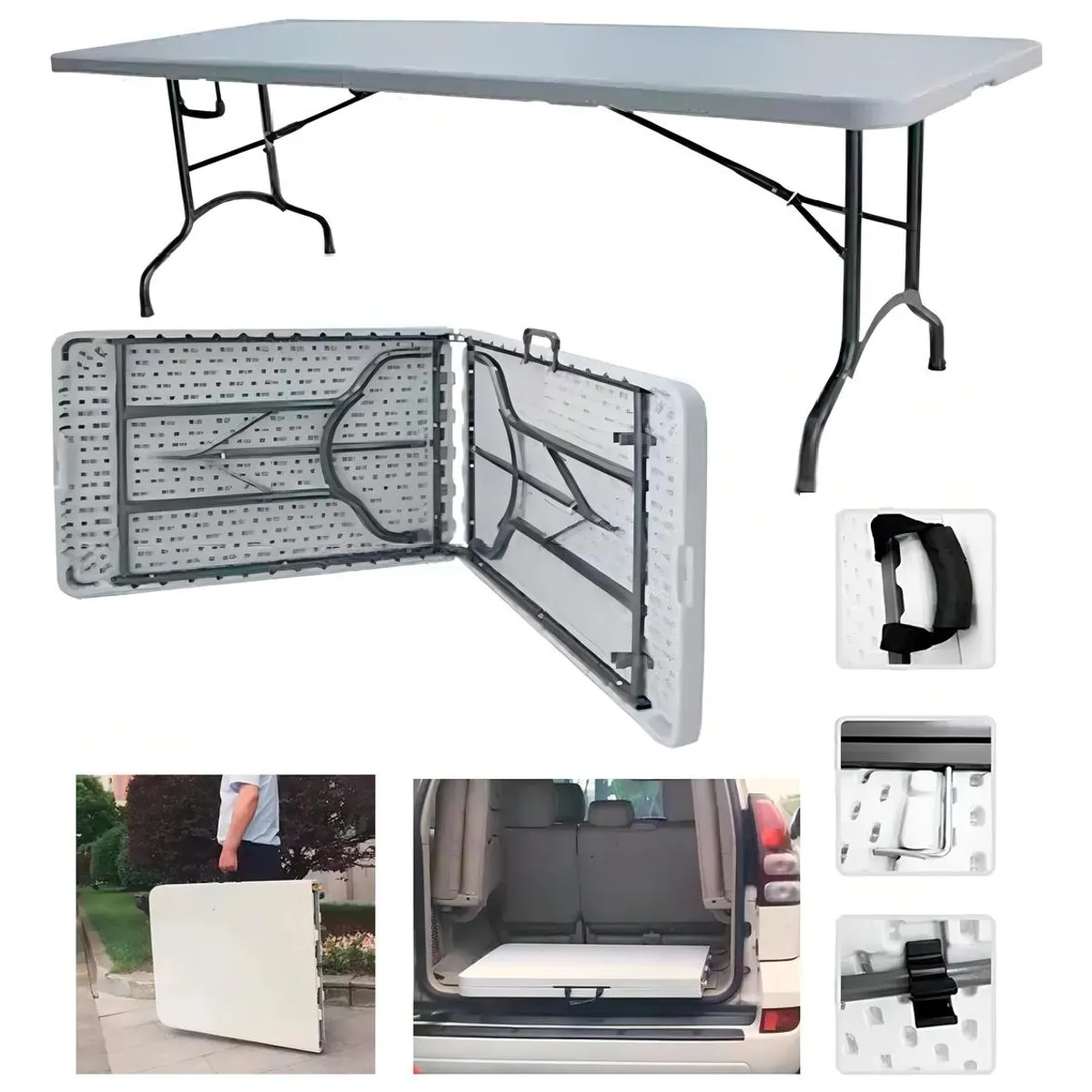 GENERICO - Mesa Plegable Tipo Maleta 180 m para Camping Resistente