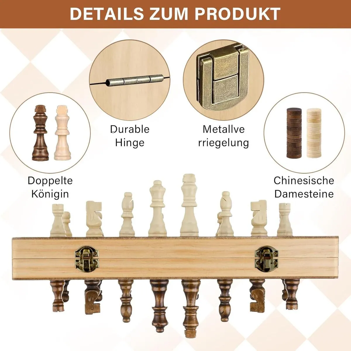 GENERICO - Juego de Ajedrez Magnético y Damas 2 en 1 - 40x40cm