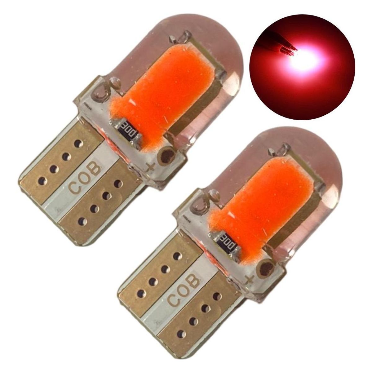 GENERICO - Pack de 2 Ampolletas LED T10 5W Siliconado Rojo 12V
