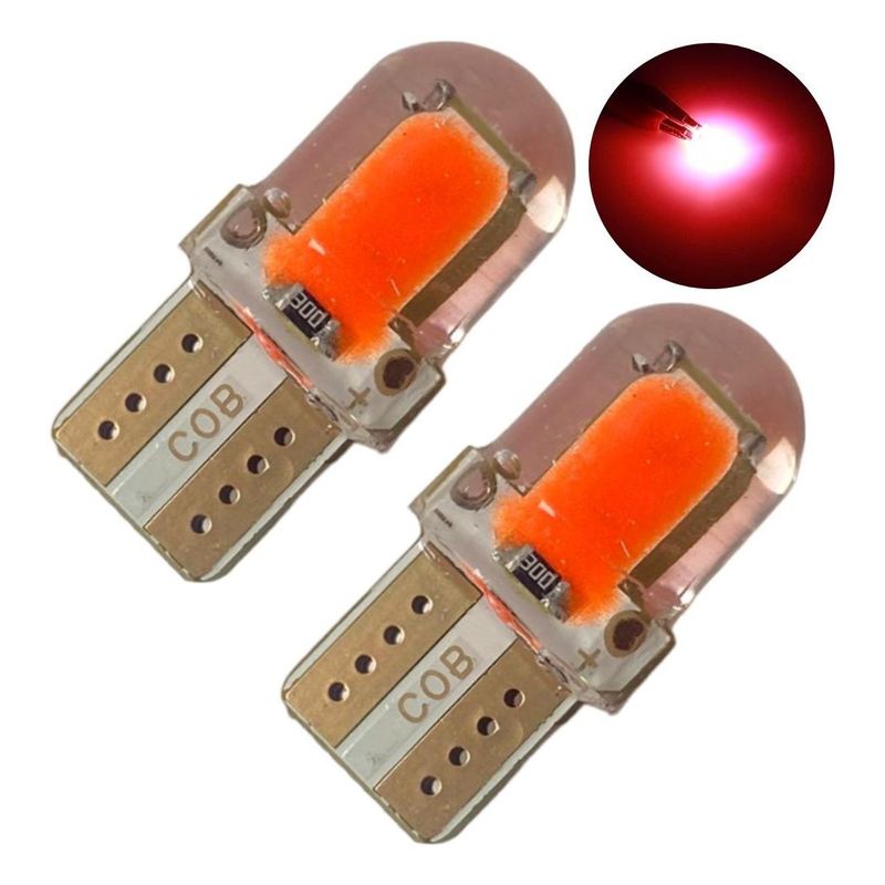 GENERICO - Pack de 2 Ampolletas LED T10 5W Siliconado Rojo 12V