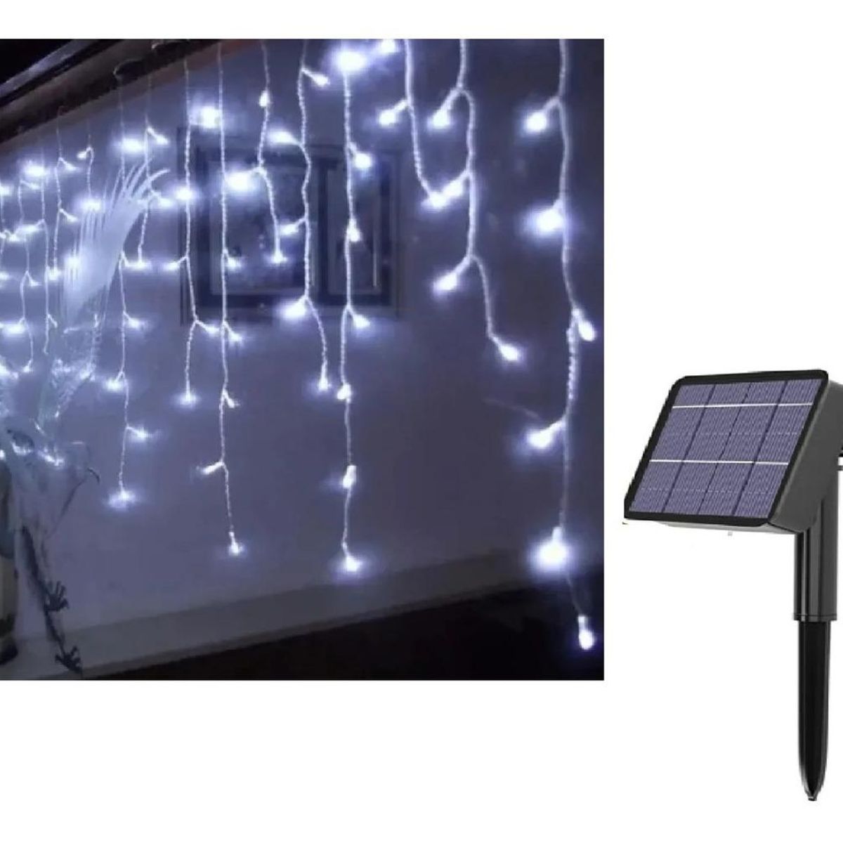GENERICO - Cascada de Luces LED Solares 200 LED de 6m para Navidad
