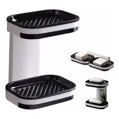 GENERICO - Jabonera Doble Autoadhesiva para Pared de Plástico