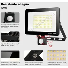GENERICO - Foco LED 100W con Sensor de Movimiento Resistente al Agua