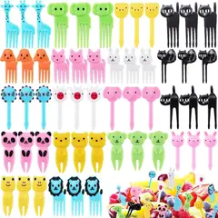 GENERICO - 50 Mini Tenedores Reutilizables para Niños en Divertidas Formas