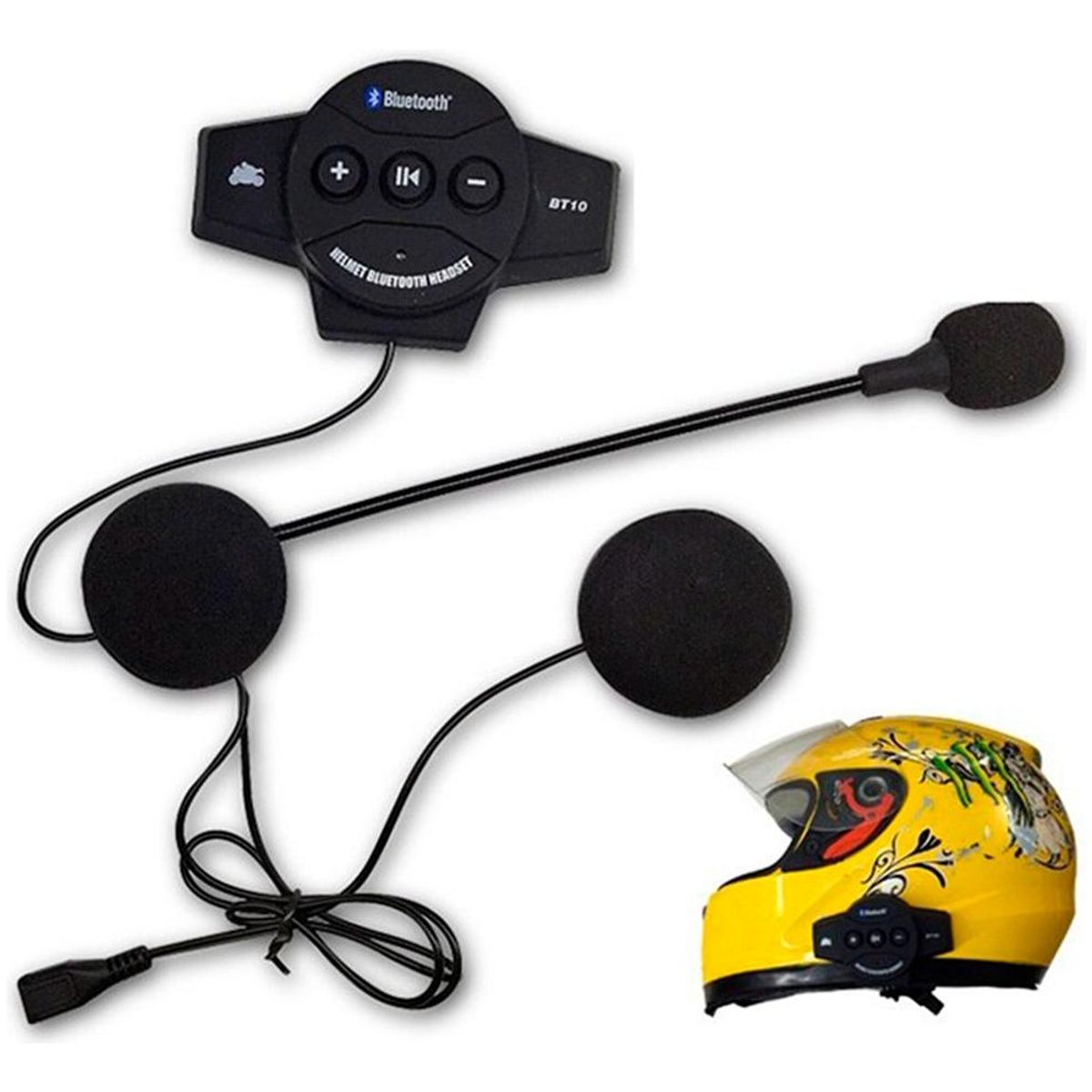 GENERICO - Audífonos Bluetooth Manos Libres para Casco de Moto Negro