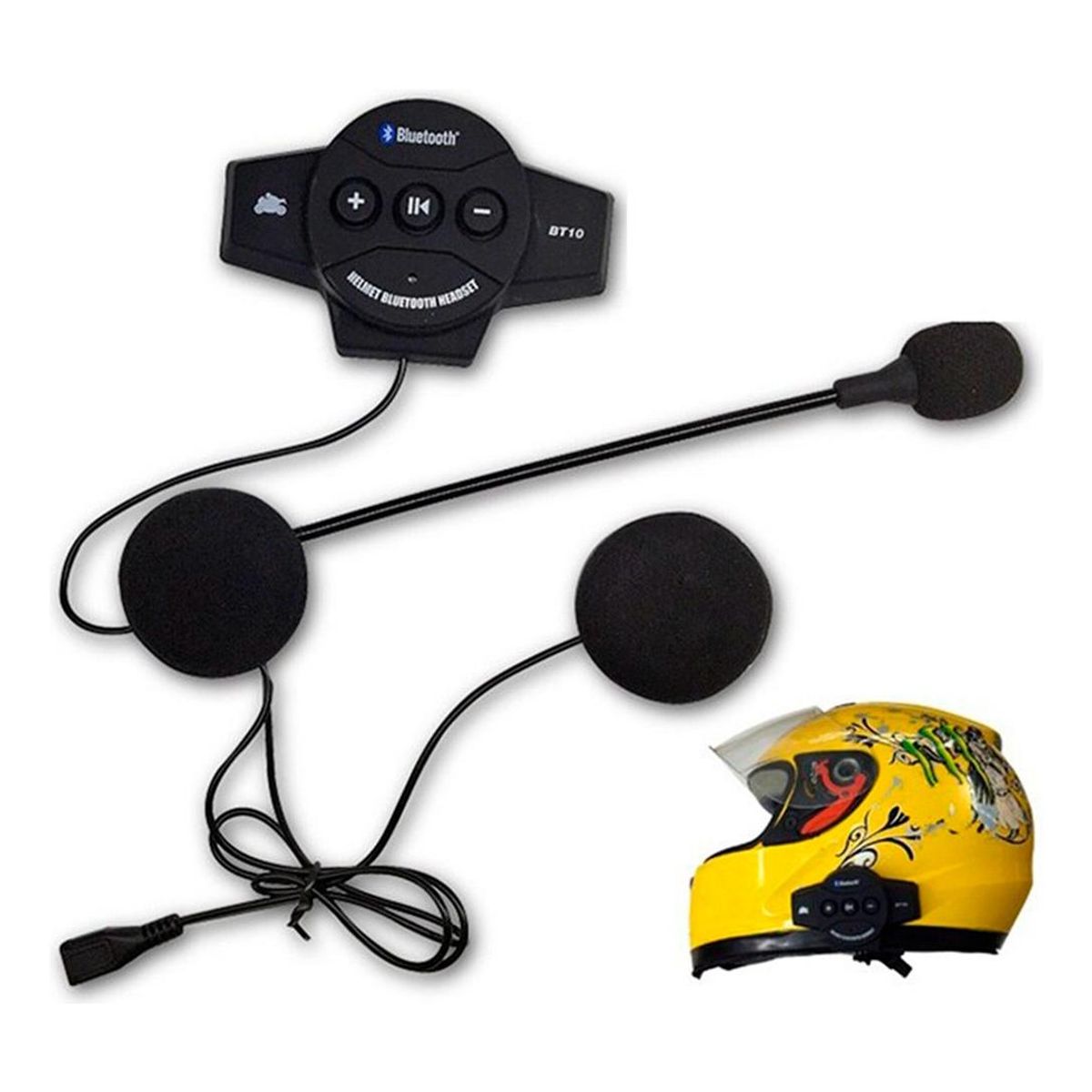 GENERICO - Audífonos Bluetooth Manos Libres para Casco de Moto Negro