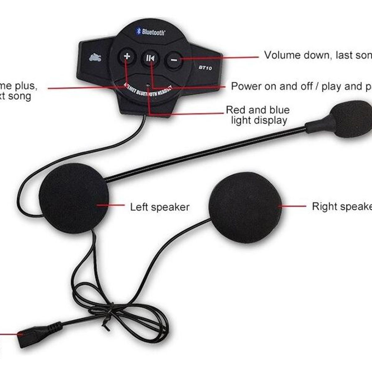 GENERICO - Audífonos Bluetooth Manos Libres para Casco de Moto Negro