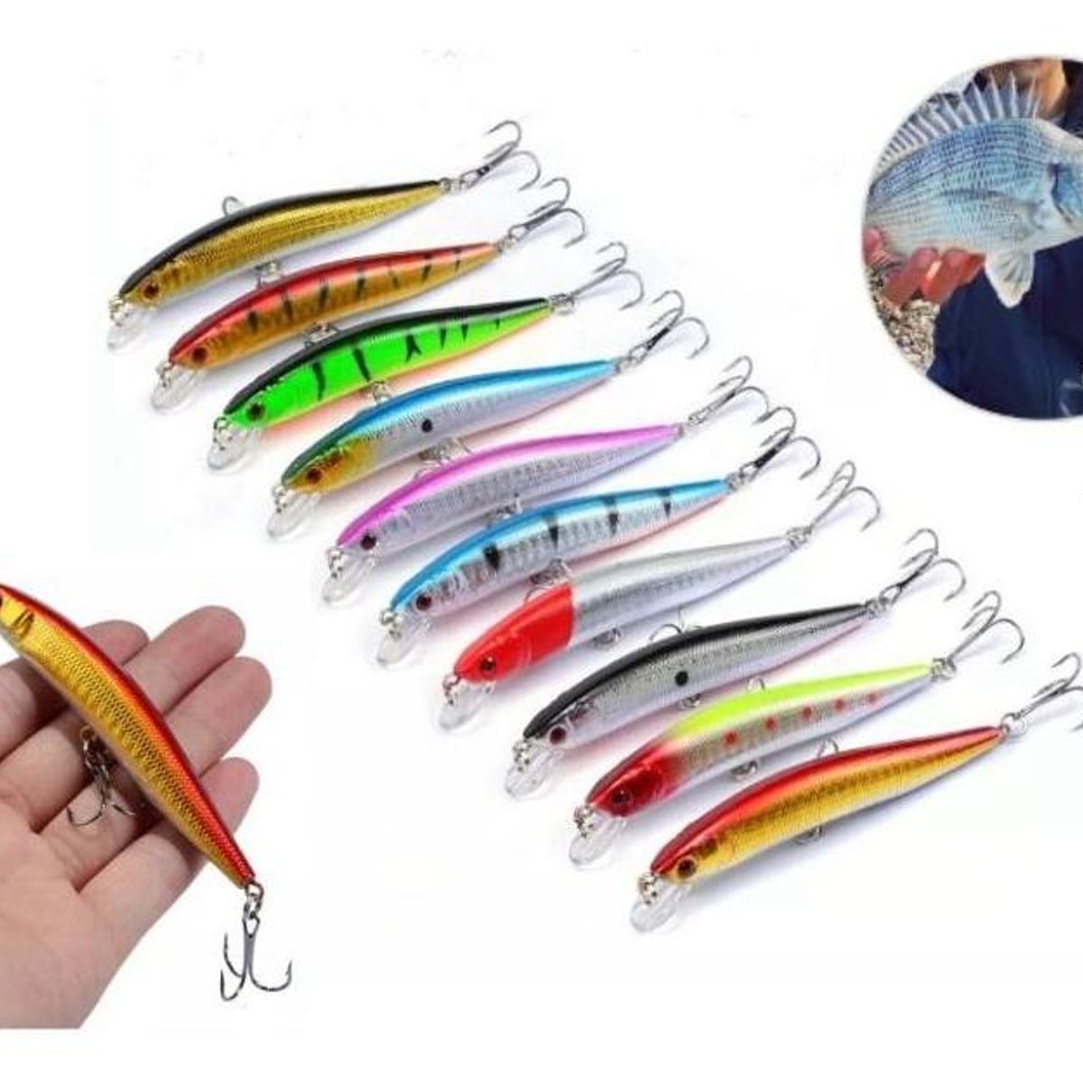 GENERICO - Set de 10 Señuelos Crankbait para Pesca de 11 cm