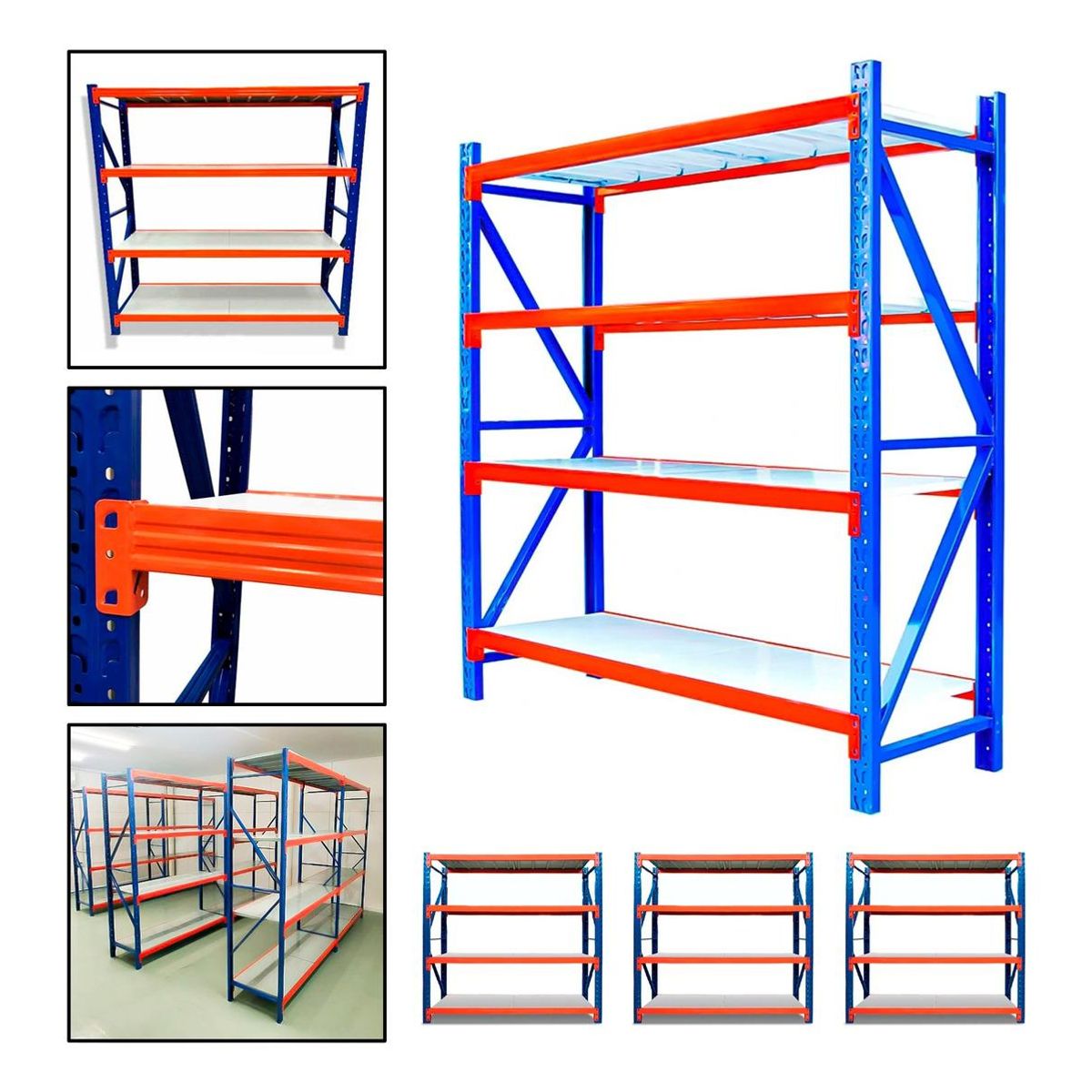 GENERICO - Estante Metálico Industrial de 3 Niveles 200x200 cm