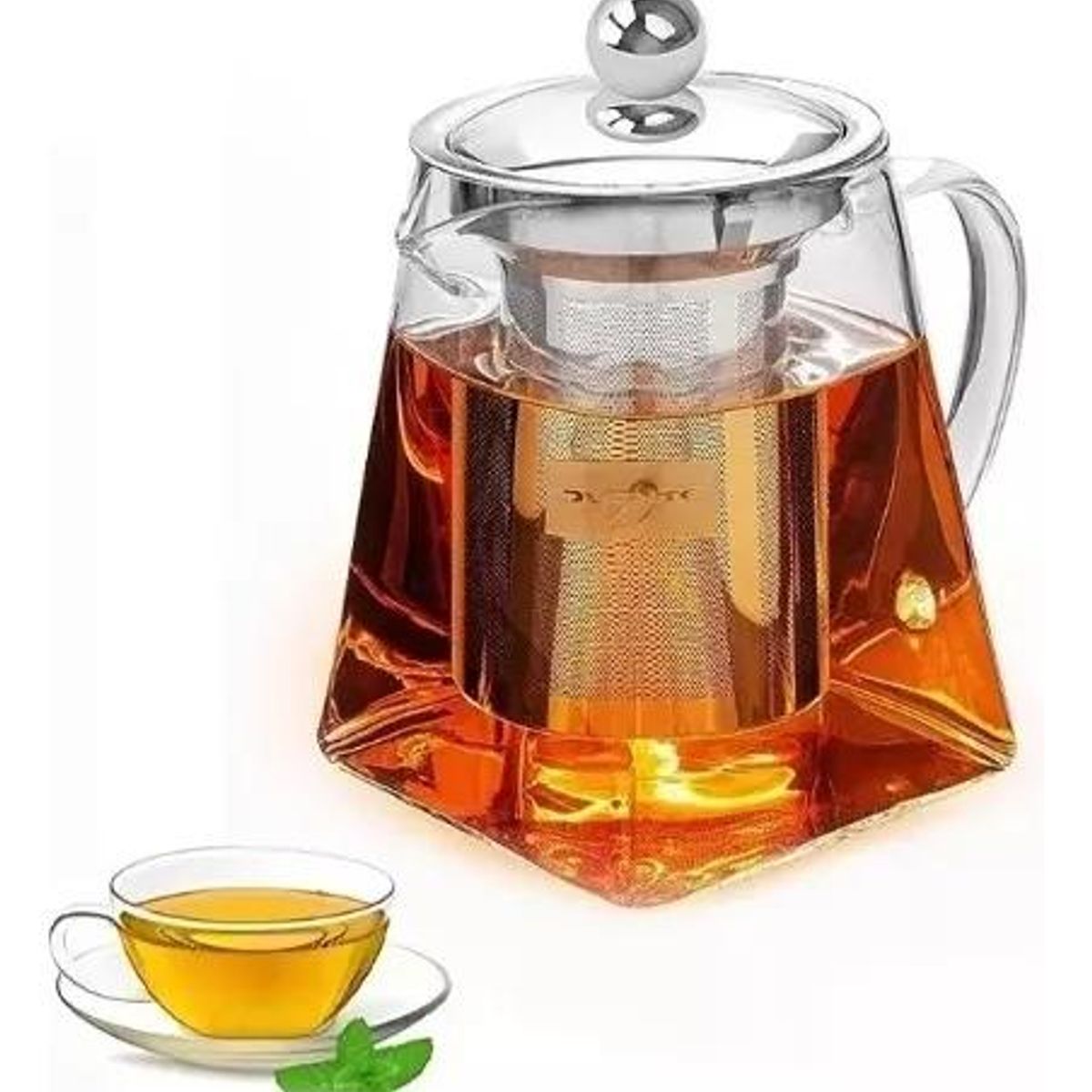 GENERICO - Tetera Cuadrada de Cristal con Infusor Desmontable