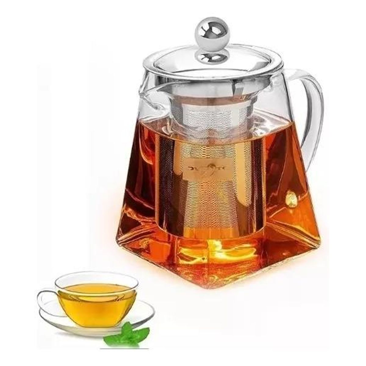 GENERICO - Tetera Cuadrada de Cristal con Infusor Desmontable