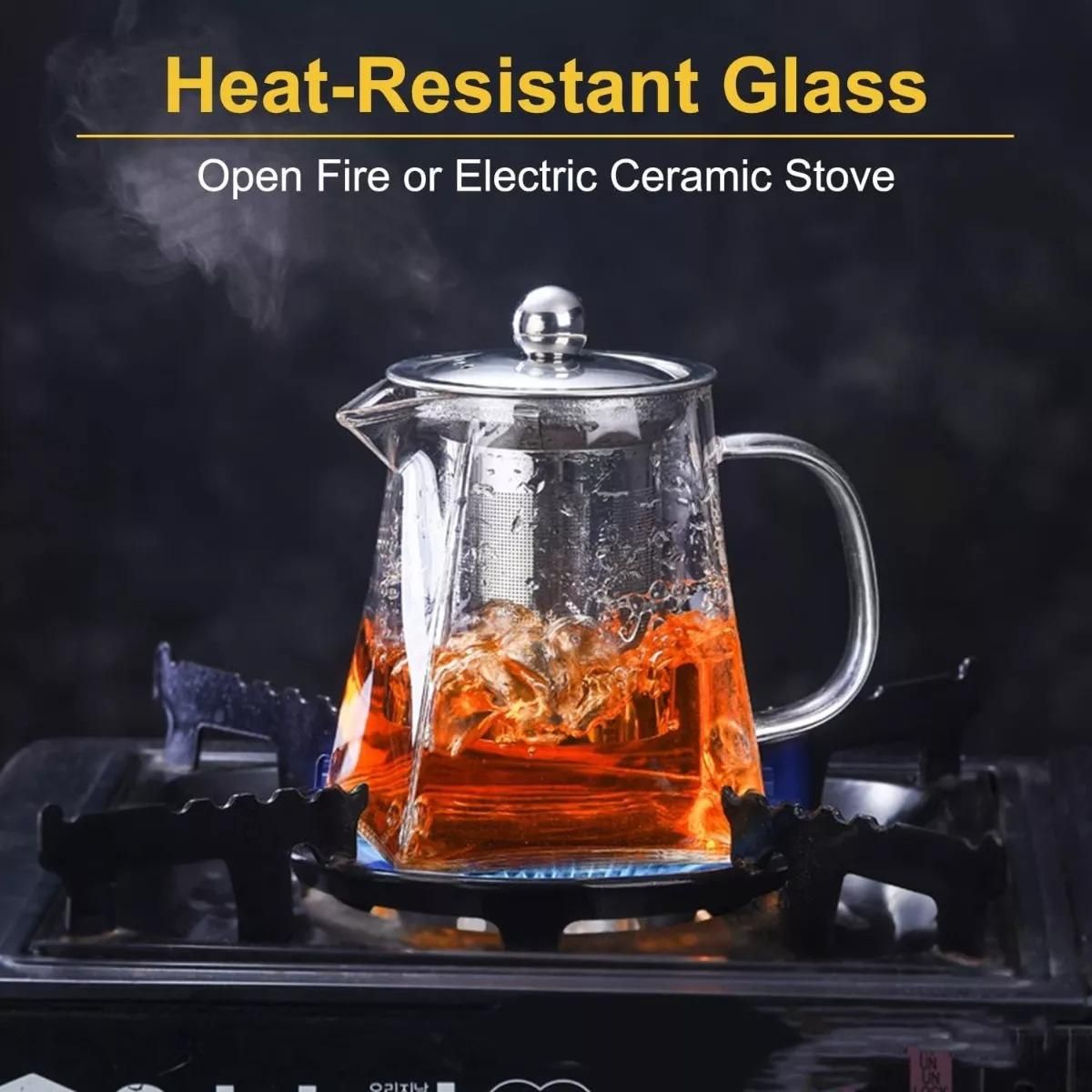 GENERICO - Tetera Cuadrada de Cristal con Infusor Desmontable