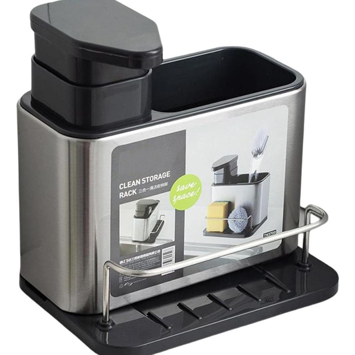 GENERICO - Dispensador de Jabón y Porta Esponja Organizador de Cocina