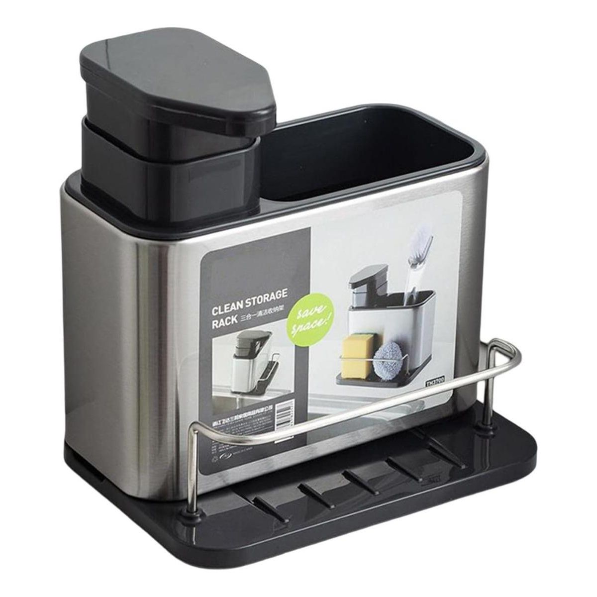 GENERICO - Dispensador de Jabón y Porta Esponja Organizador de Cocina