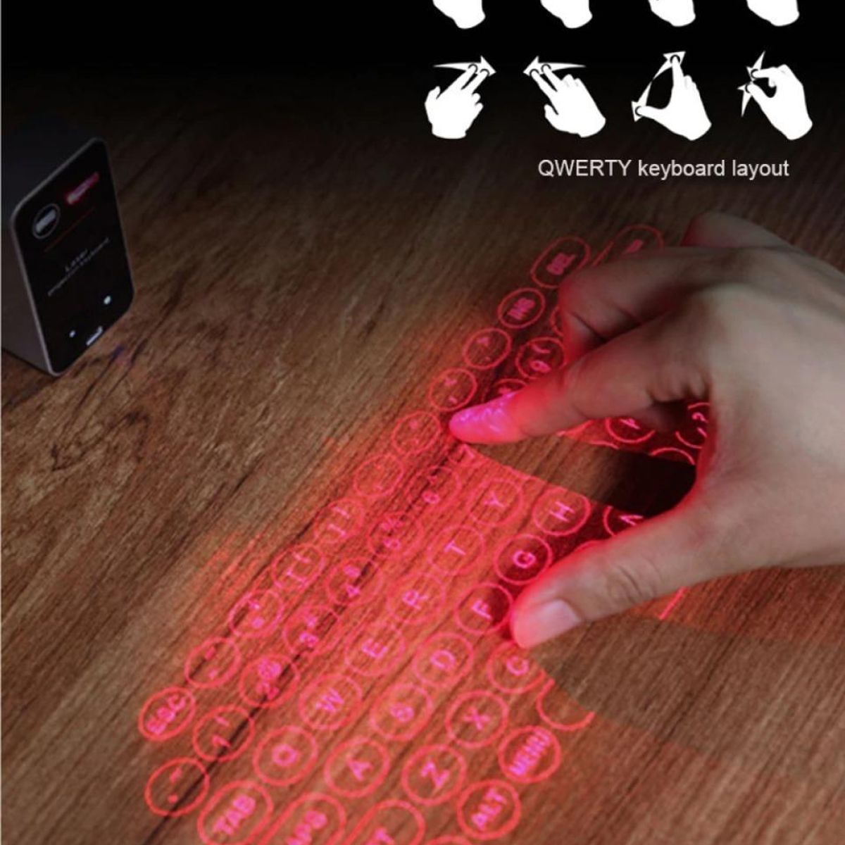 GENERICO - Teclado Láser Inalámbrico Proyector Bluetooth Portátil.