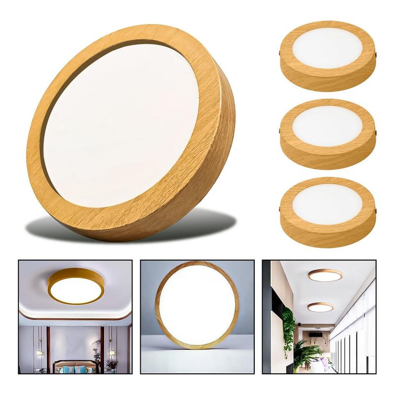 GENERICO - Foco LED Redondo 36W Plafón Madera Luz Fría 6500K