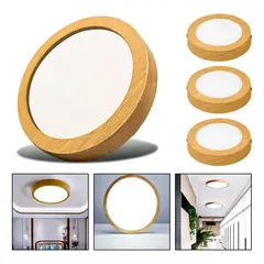 GENERICO - Foco LED Redondo 36W Plafón Madera Luz Fría 6500K